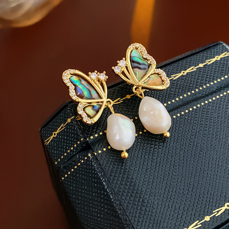 Brilliant Baroque Pearl Butterfly Drop Earring