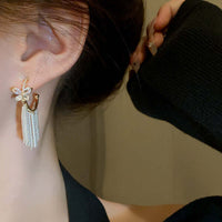 Butterfly Crystal Fringe C Earrings