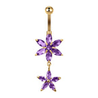 Hypoallergenic Flower Dangle Top Mount Belly Rings | C017