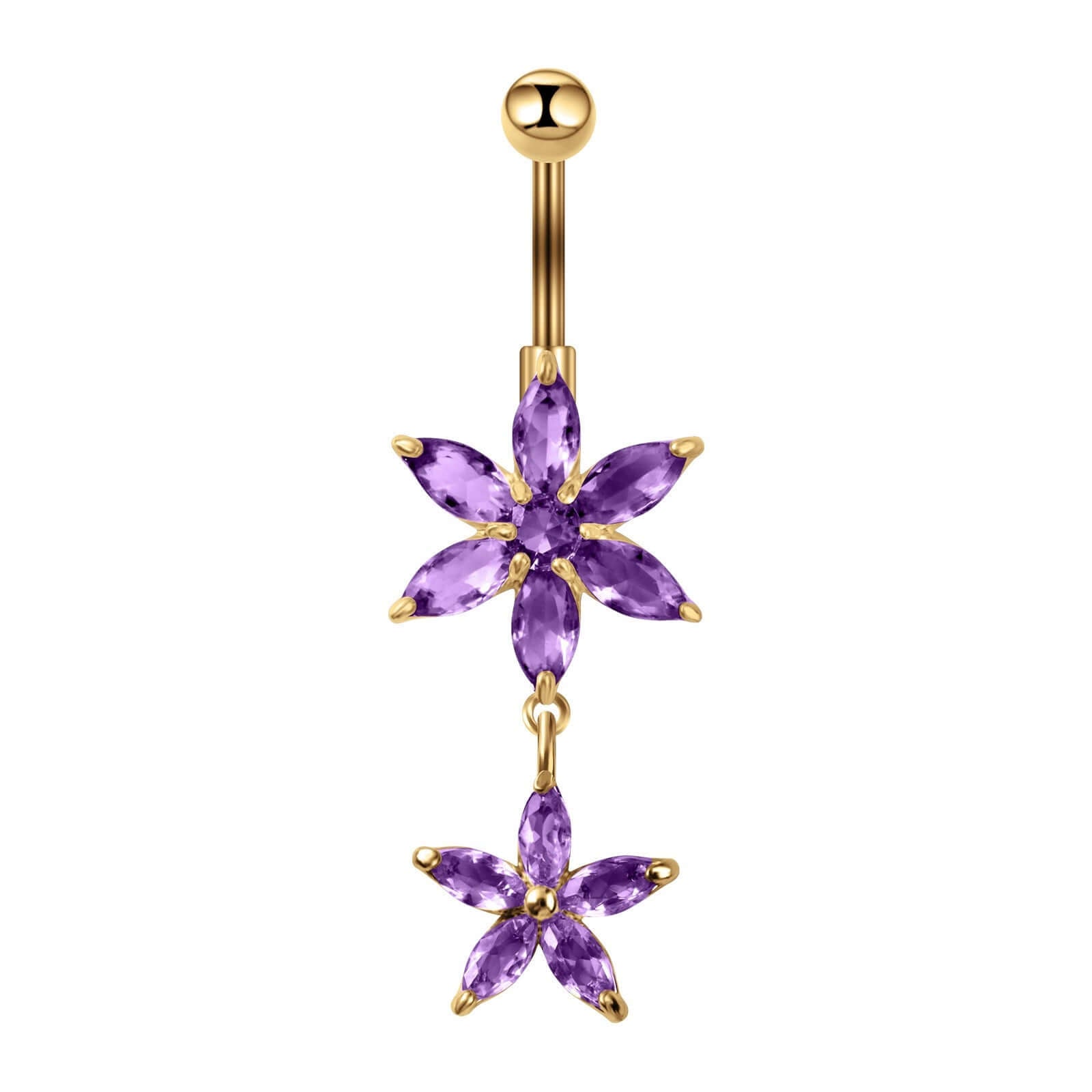 Hypoallergenic Flower Dangle Top Mount Belly Rings | C017