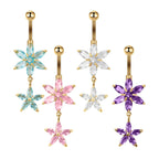Hypoallergenic Flower Dangle Top Mount Belly Rings | C017