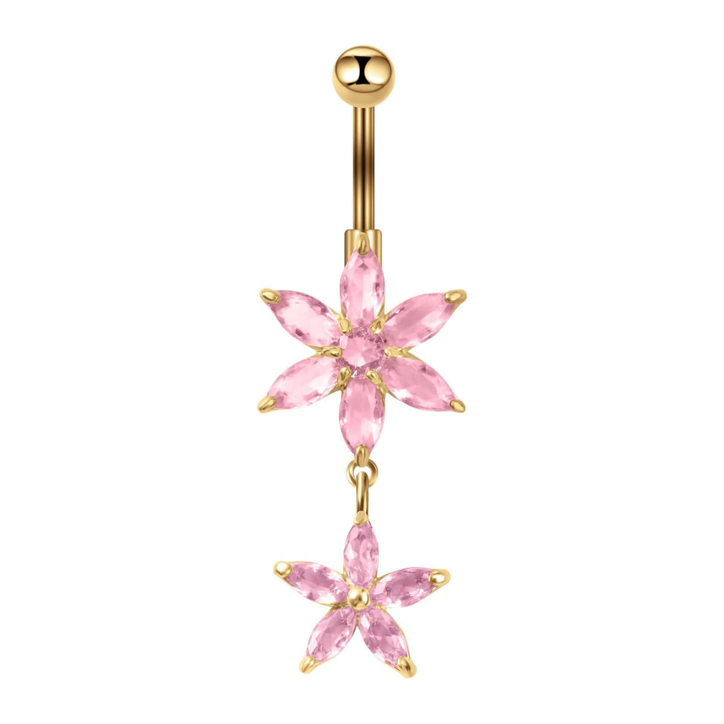 Hypoallergenic Flower Dangle Top Mount Belly Rings | C017