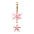Hypoallergenic Flower Dangle Top Mount Belly Rings | C017