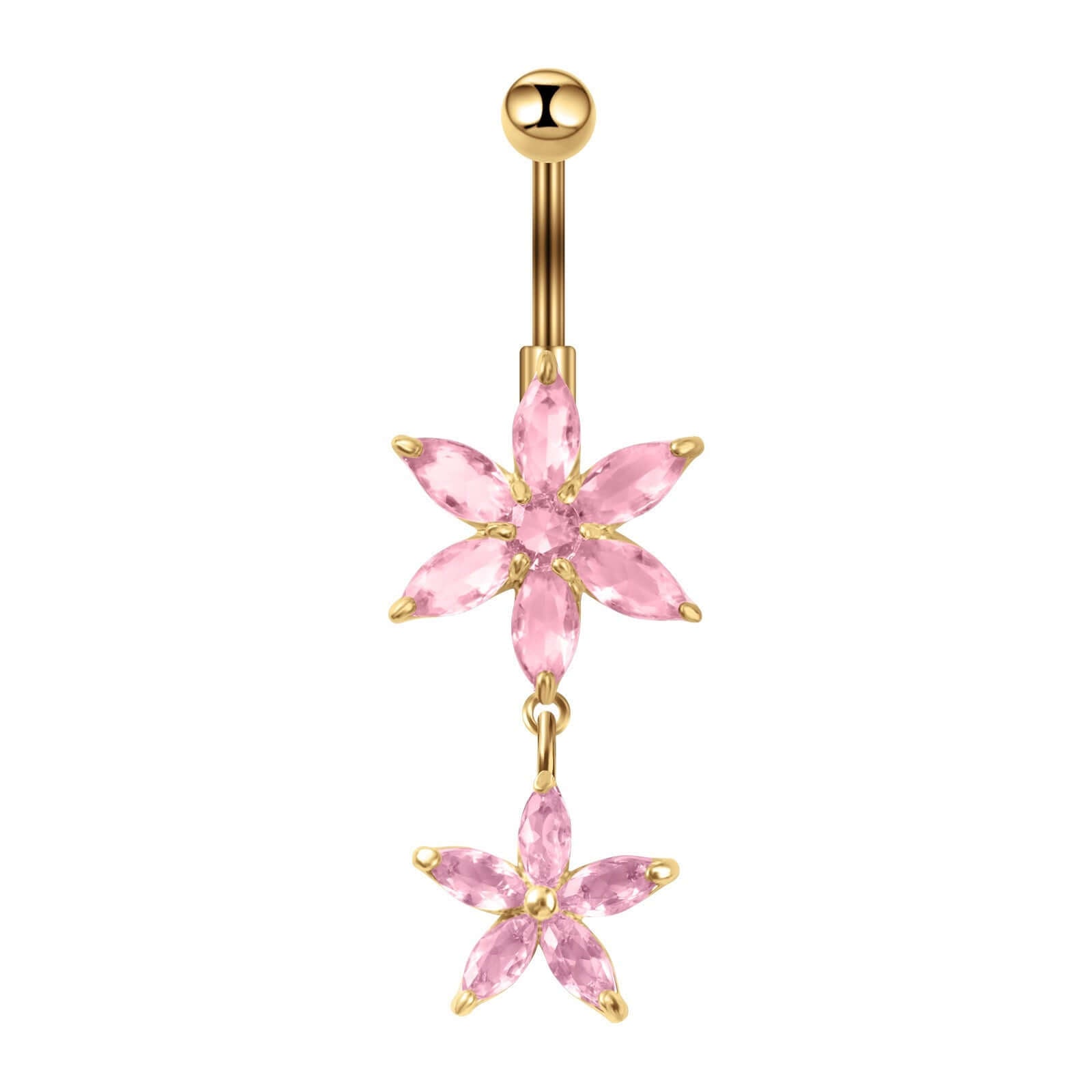 Hypoallergenic Flower Dangle Top Mount Belly Rings | C017