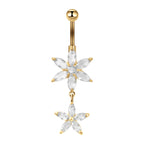 Hypoallergenic Flower Dangle Top Mount Belly Rings | C017