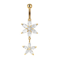 Hypoallergenic Flower Dangle Top Mount Belly Rings | C017