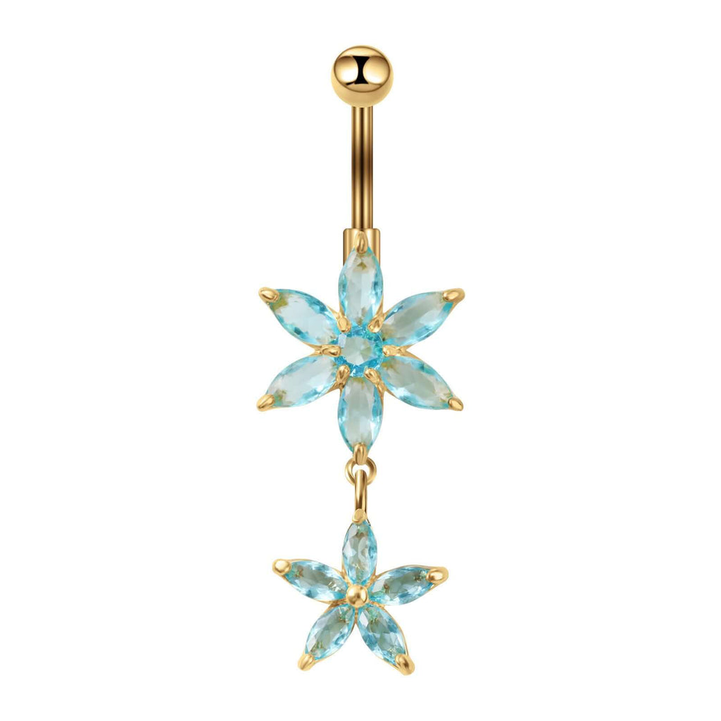 Hypoallergenic Flower Dangle Top Mount Belly Rings | C017