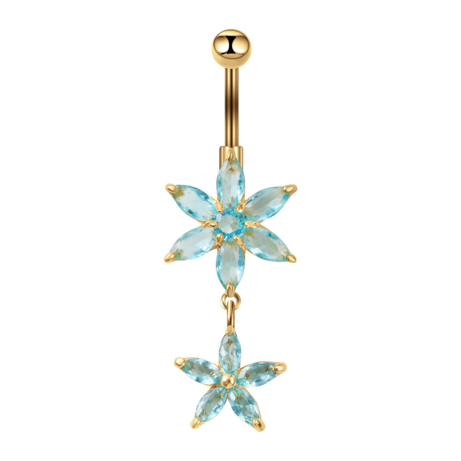 Hypoallergenic Flower Dangle Top Mount Belly Rings | C017