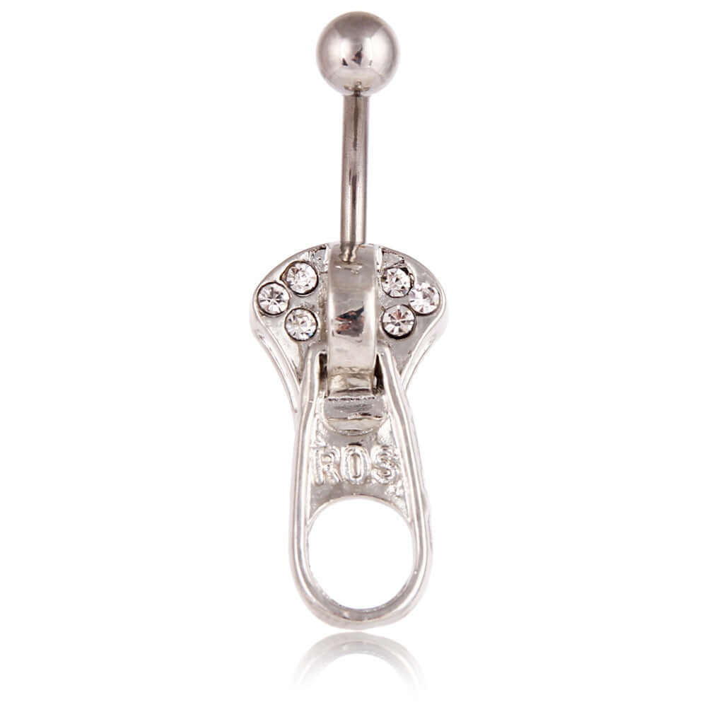 belly ring, belly piercing, belly button piercing, belly button rings, silver belly ring, zipper belly ring