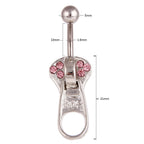 belly ring, belly piercing, belly button piercing, belly button rings, silver belly ring, zipper belly ring