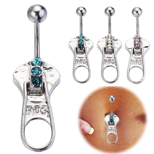 belly ring, belly piercing, belly button piercing, belly button rings, silver belly ring, zipper belly ring