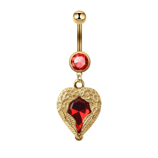 Vintage Red Heart Dangle Navel Belly Rings
