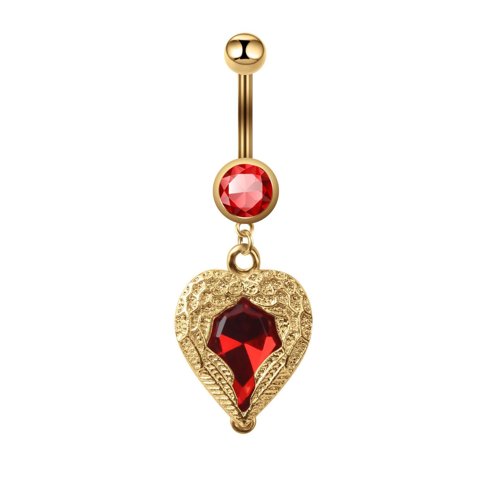 Vintage Red Heart Dangle Navel Belly Rings