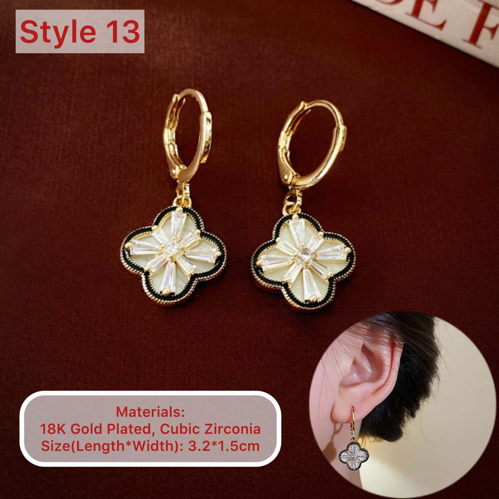 18K Gold Plated 4 Leaf Clover Earrings