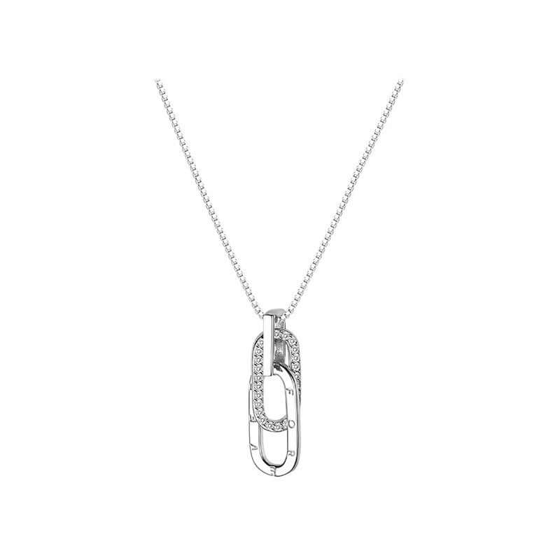 CZ Buckle Friendship Silver Necklace