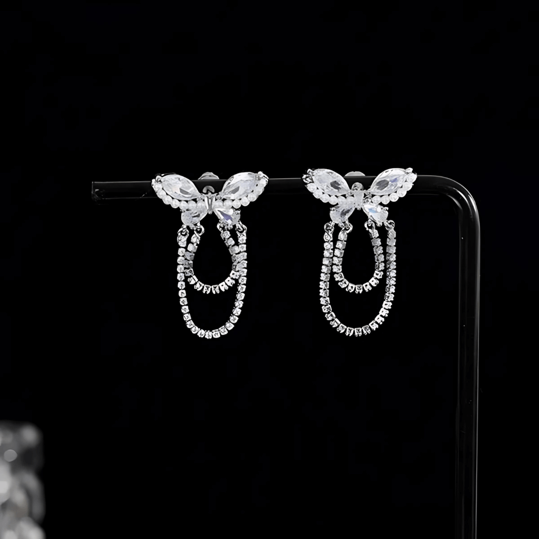 CZ Butterfly Drop Earring