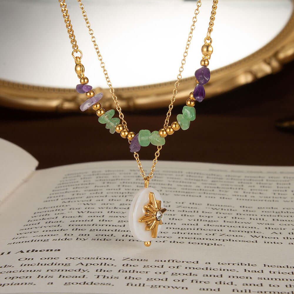 CZ Star Pendant Layering Necklace