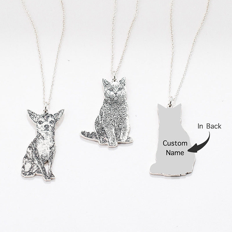 Cat Dog Portrait Necklace