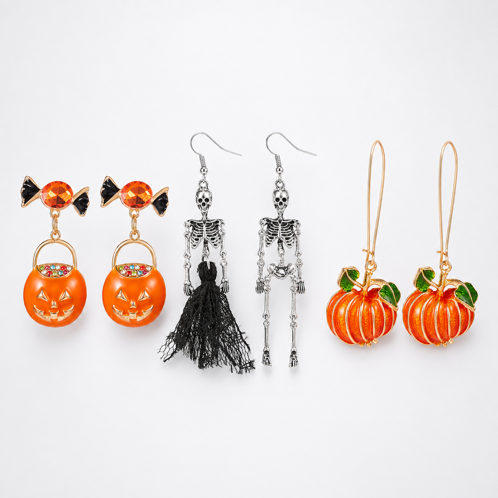 Asymmetric Dancing Skeleton Drop Earrings