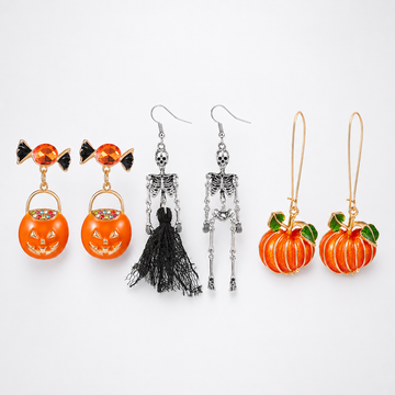 Asymmetric Dancing Skeleton Drop Earrings