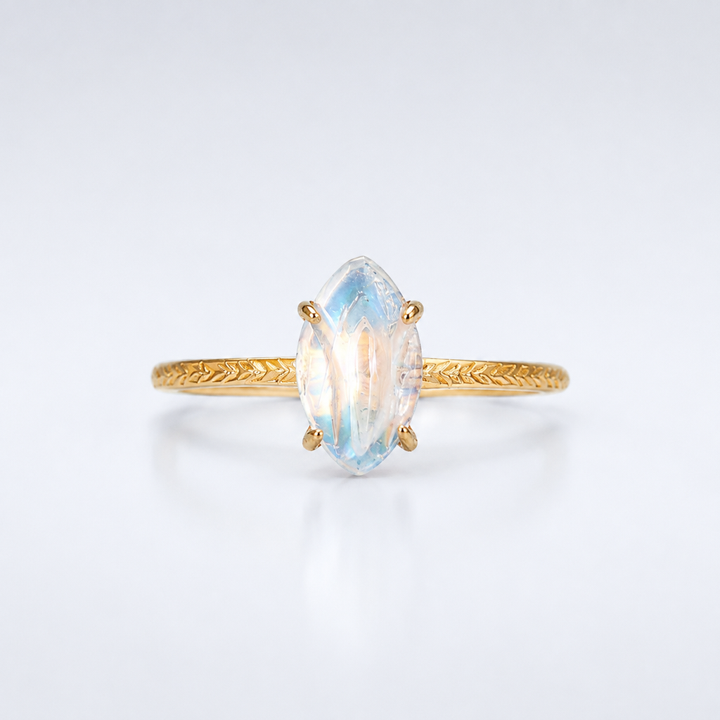 Moonstone Tulip Inspired Solitaire Ring