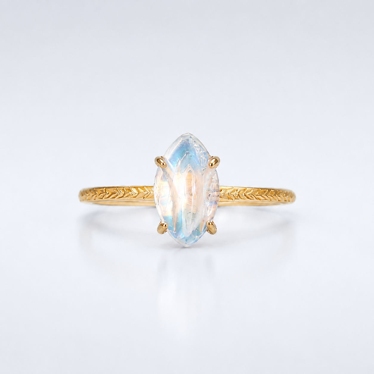 Moonstone Tulip Inspired Solitaire Ring