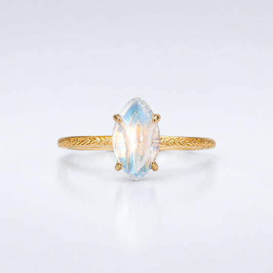 Moonstone Tulip Inspired Solitaire Ring