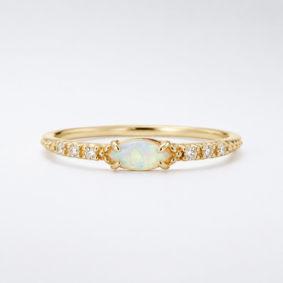 Marquise Opal Thin Band Ring