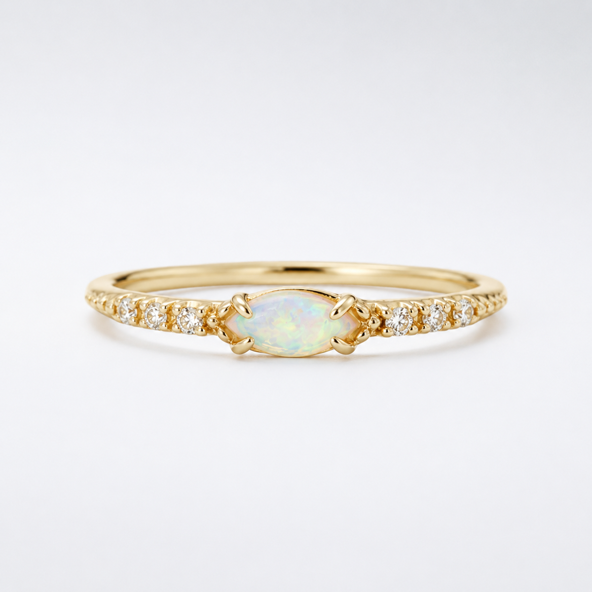 Marquise Opal Thin Band Ring