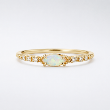 Marquise Opal Thin Band Ring