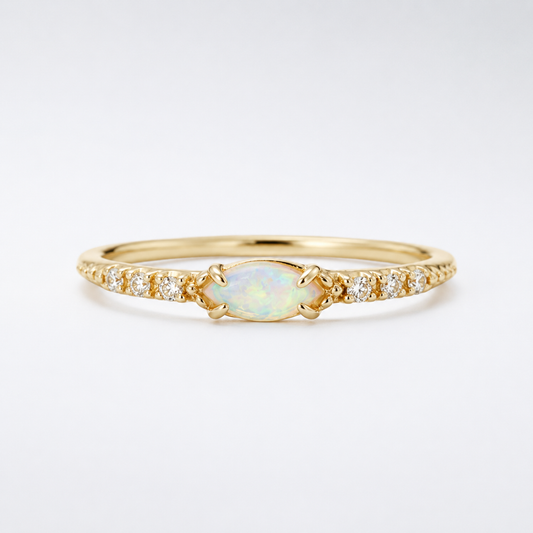 Marquise Opal Thin Band Ring