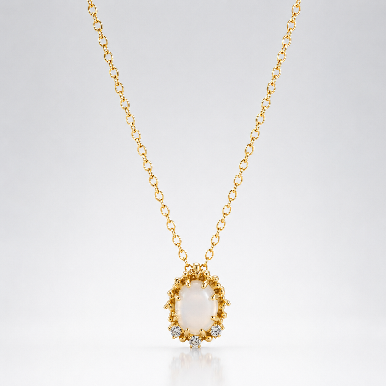 French White Moonstone Pendant Necklace