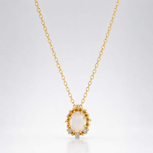 French White Moonstone Pendant Necklace