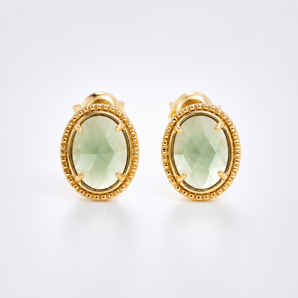 Green Amethyst Stud Earrings