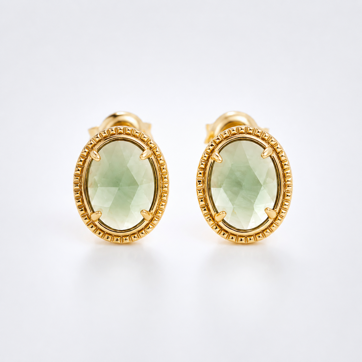 Green Amethyst Stud Earrings