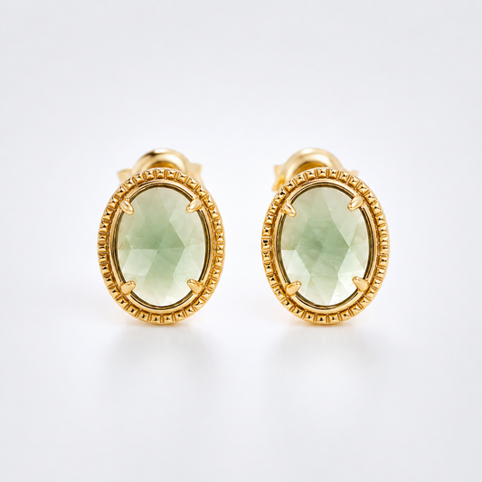Green Amethyst Stud Earrings