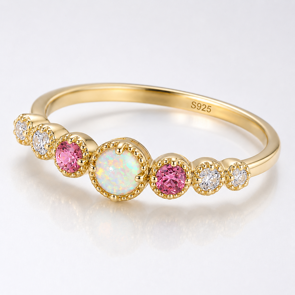 Pink Zircon And Opal Harmony Ring