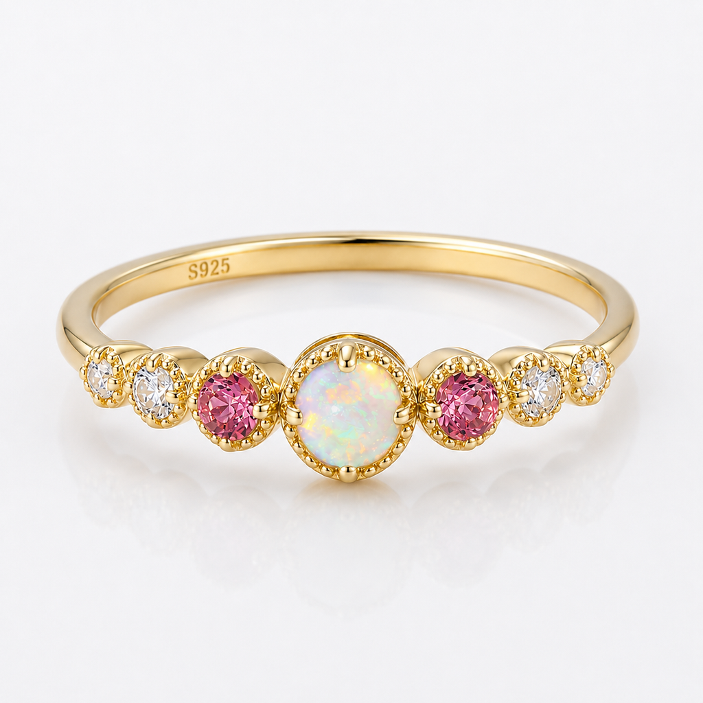 Pink Zircon And Opal Harmony Ring