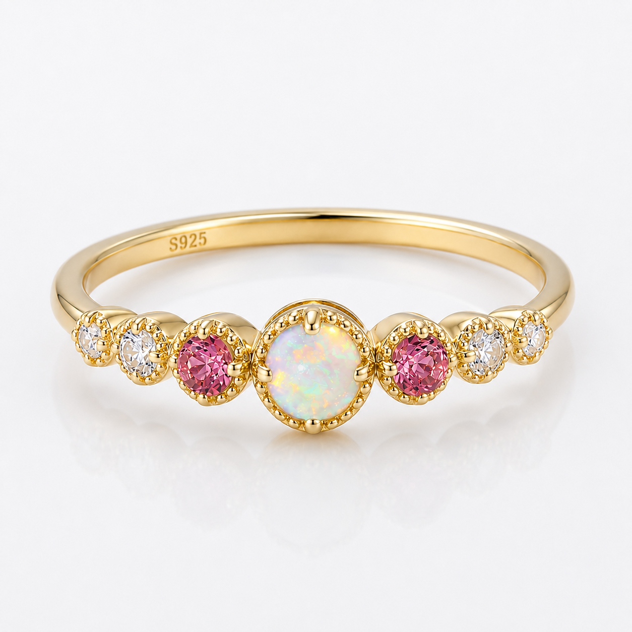 Pink Zircon And Opal Harmony Ring