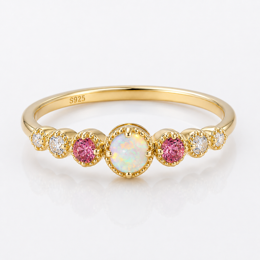Pink Zircon And Opal Harmony Ring