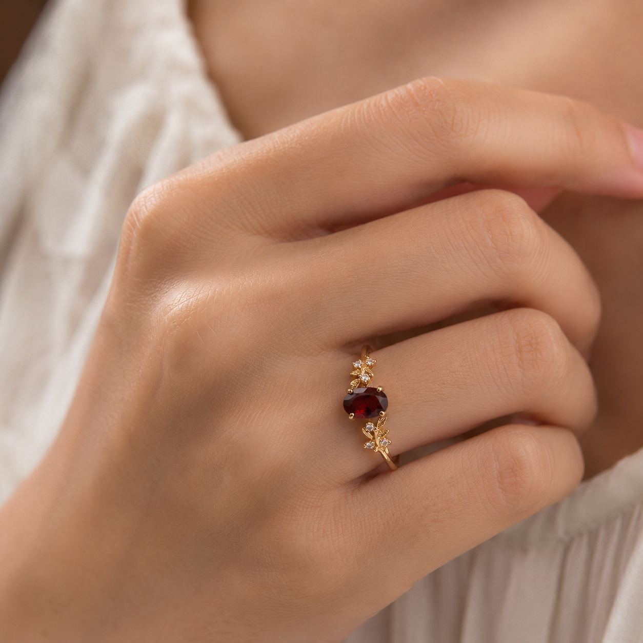 Between The Leaf Citrine Topaz Ring