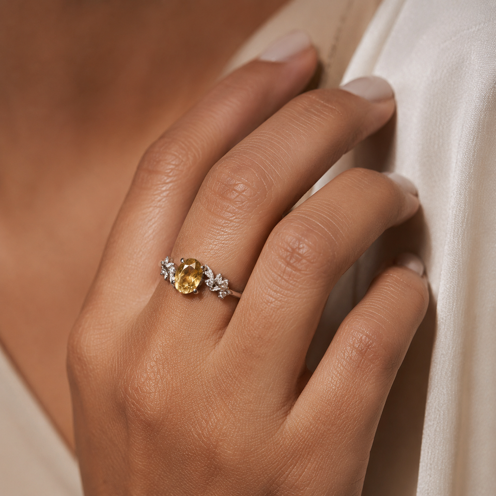 Between The Leaf Citrine Topaz Ring