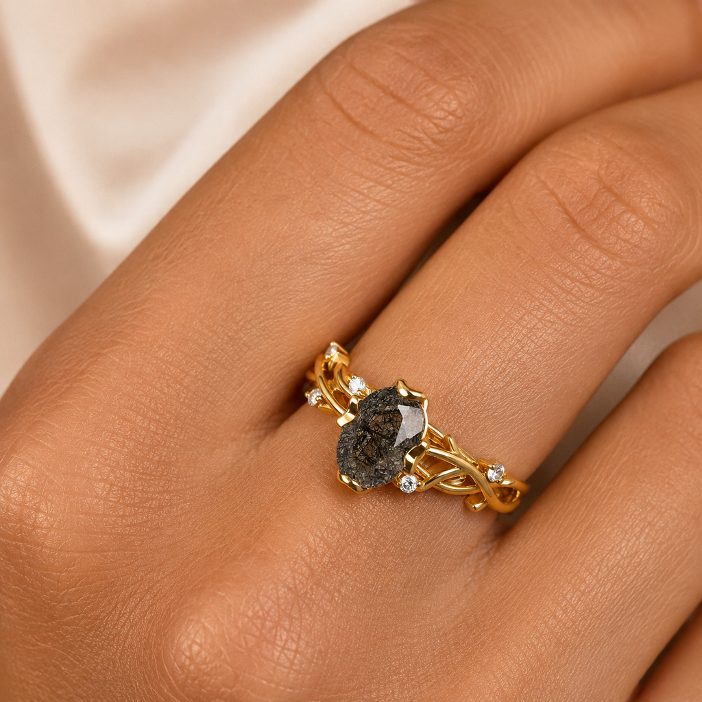Black Rutile Nature Inspired Ring