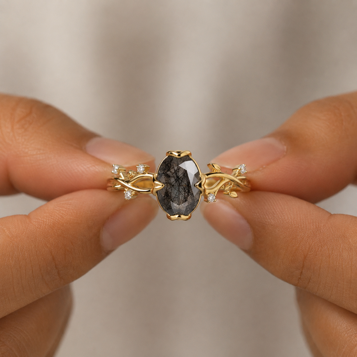 Black Rutile Nature Inspired Ring