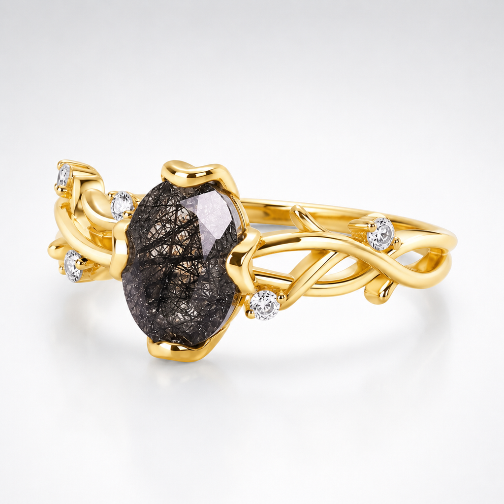 Black Rutile Nature Inspired Ring