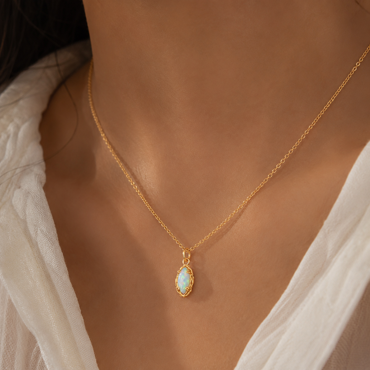 Vintage Opal Birthstone Necklace