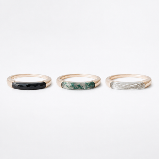 Luminous Black Onyx Band Ring
