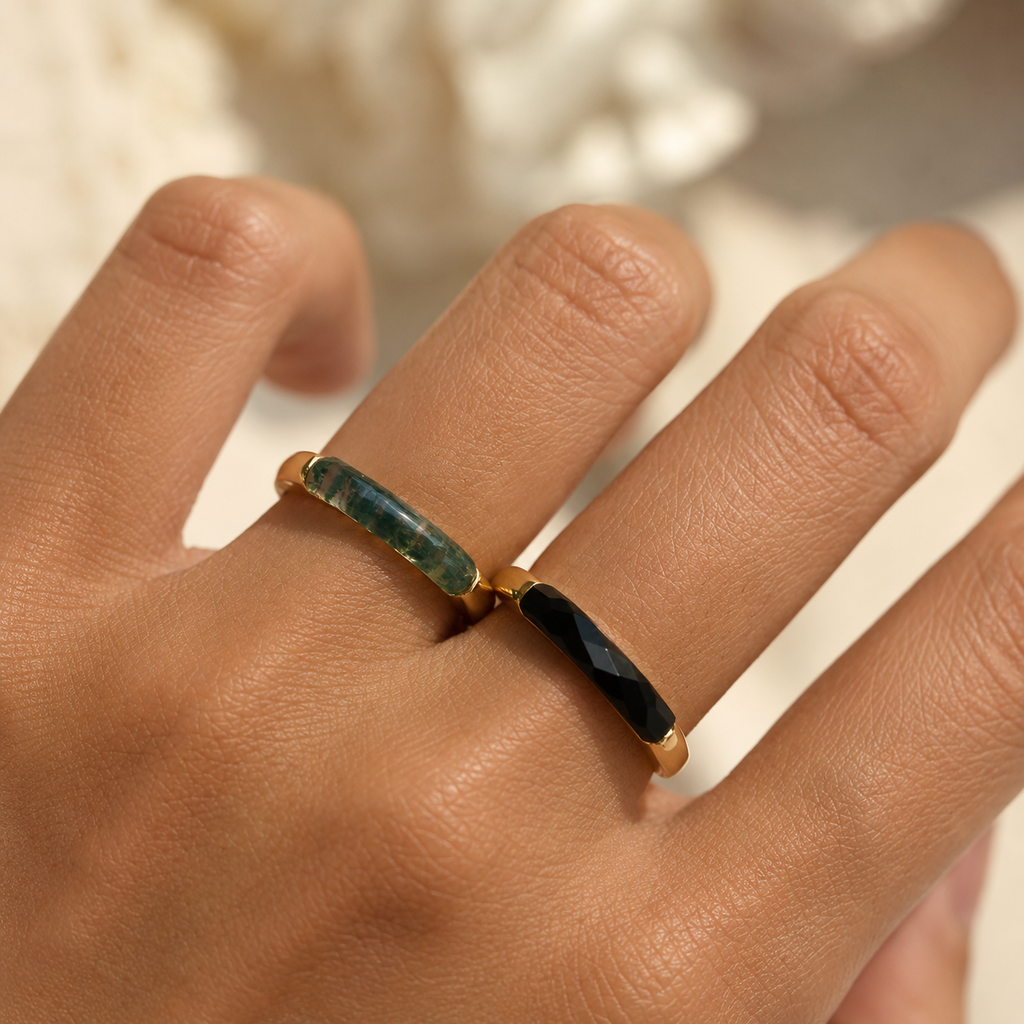 Luminous Black Onyx Band Ring
