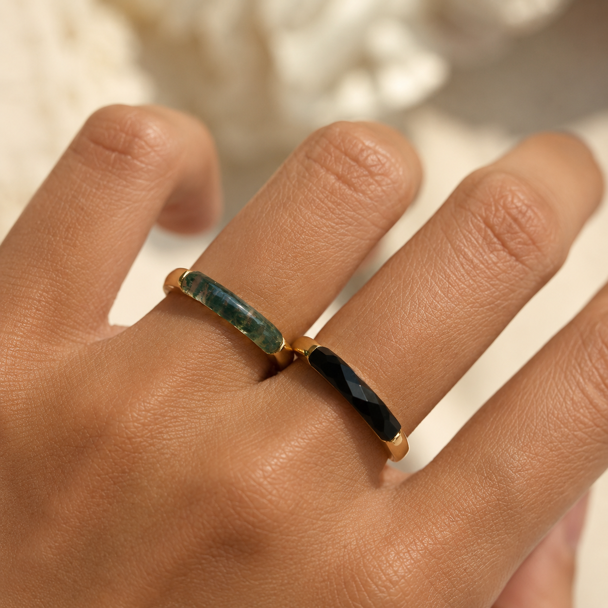 Luminous Black Onyx Band Ring