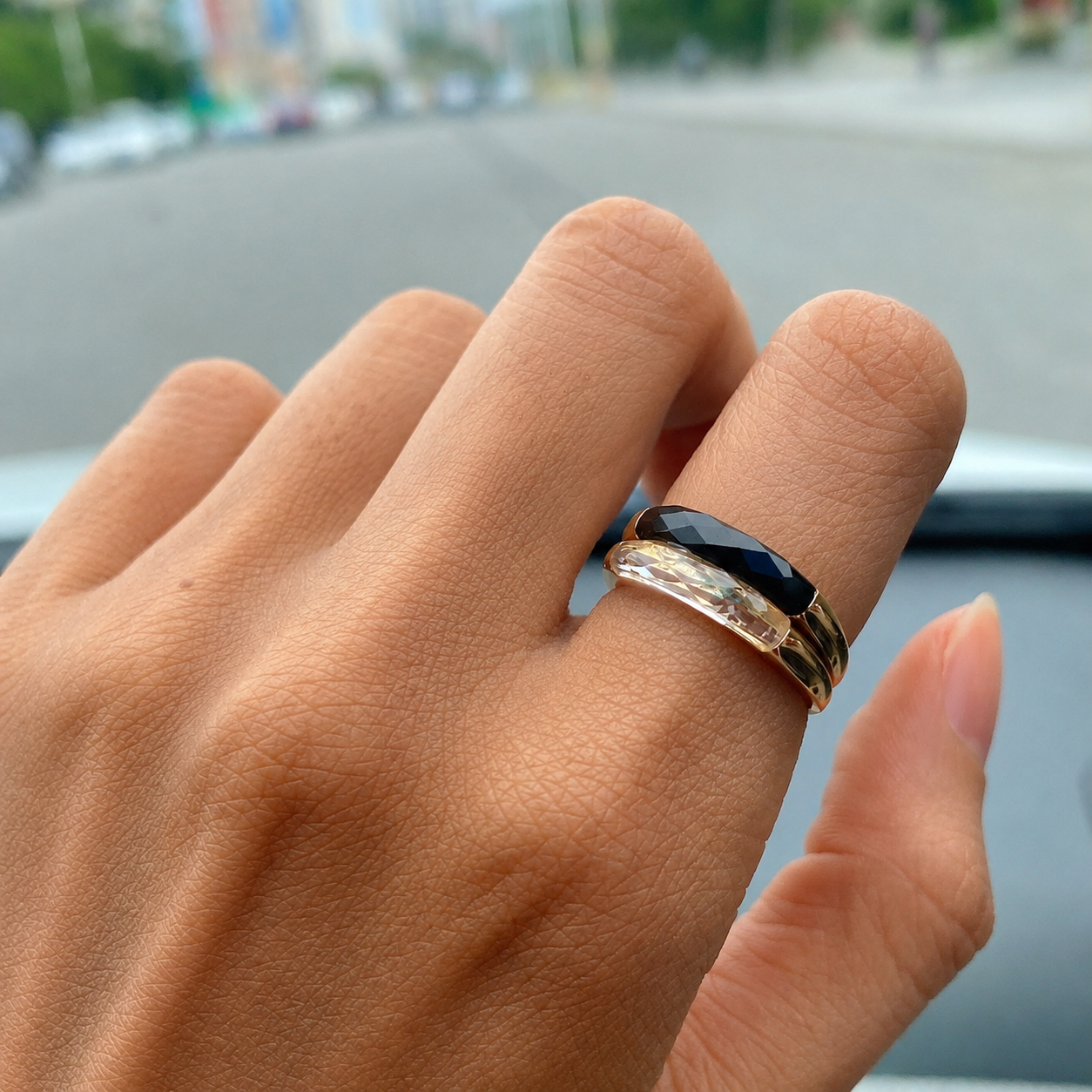 Luminous Black Onyx Band Ring